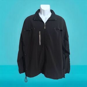PING Collection Mens Jacket M Windbreaker Black Full‎ Zip Golf Rain Lightweight.